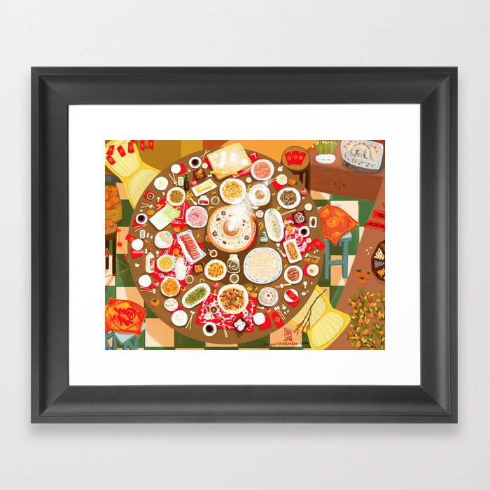 Family Feast for Chinese New Year's Eve Framed Art Print