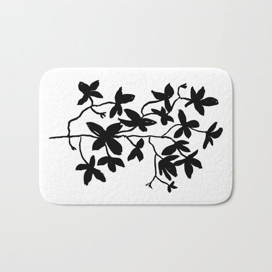 Plant black and white minimal modern art india ink painting brushstrokes freespirit brooklyn hipster Bath Mat