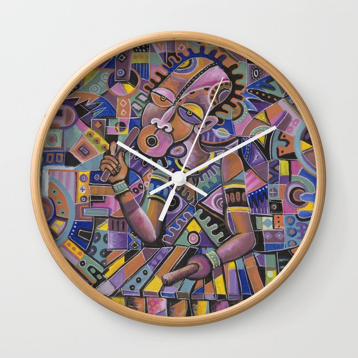 Xylophone Player 2 violet painting of musician Wall Clock