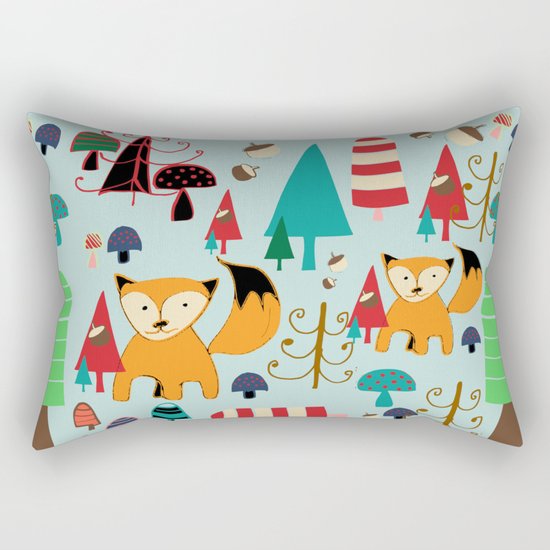 Woodland fox blue Rectangular Pillow