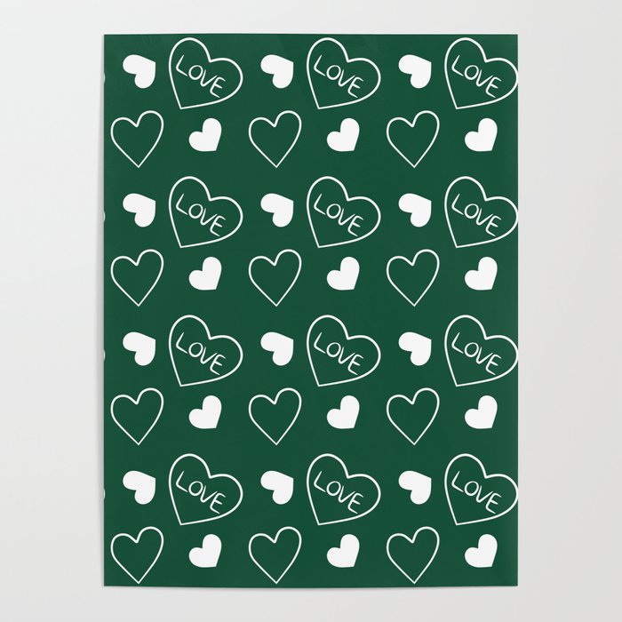 Valentines Day White Hand Drawn Hearts Poster