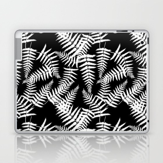 Black And White Fern Leaf Pattern Laptop & iPad Skin
