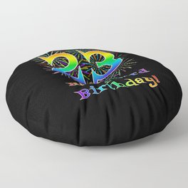 [ Thumbnail: 23rd Birthday - Fun Rainbow Spectrum Gradient Pattern Text, Bursting Fireworks Inspired Background Floor Pillow ]