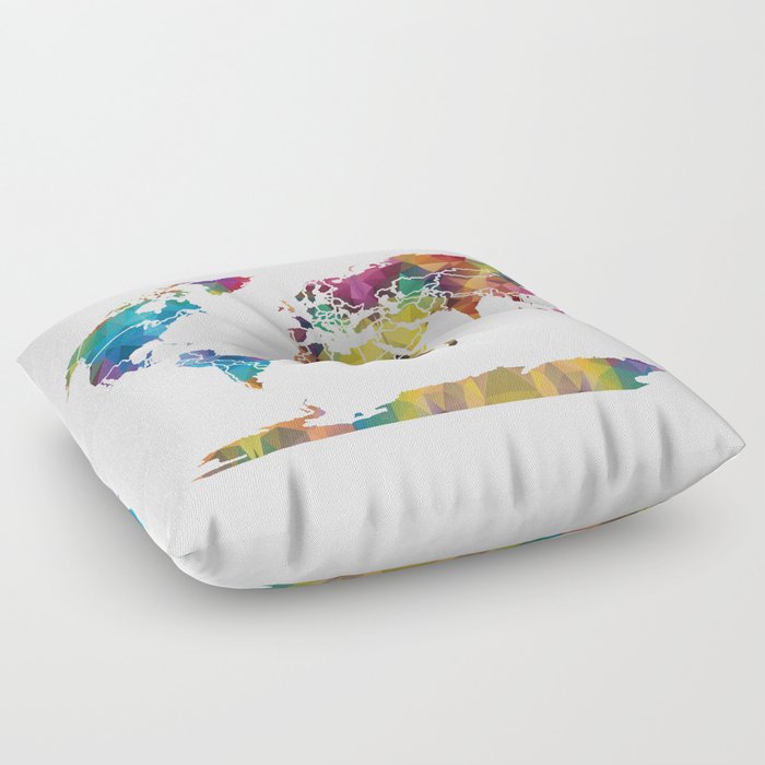 Geometric World Map Floor Pillow