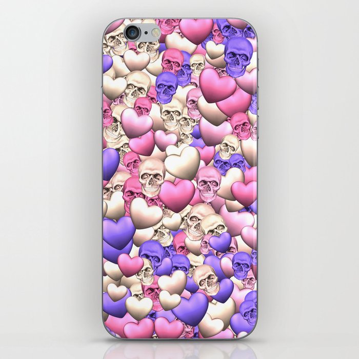 Hearts and skulls iPhone Skin