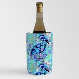 Blue Pelican Bird Art - Beach Decor Wine Chiller