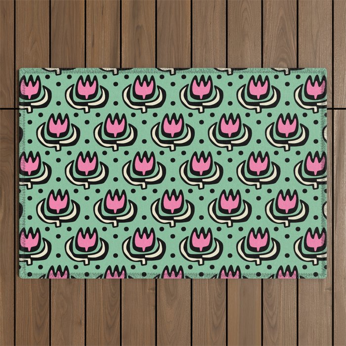 Retro Lily Flower Pattern 923 Outdoor Rug