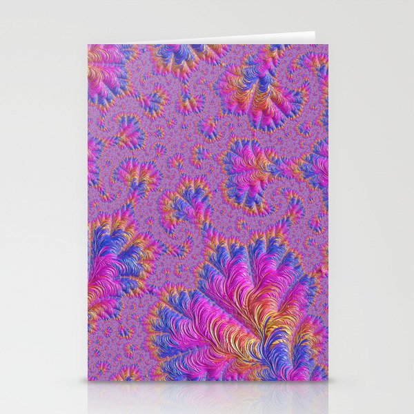 Funky Psychedelic Vibrant Colorful Jewel Tone Hippie Boho Spiral Fractal Art Stationery Cards