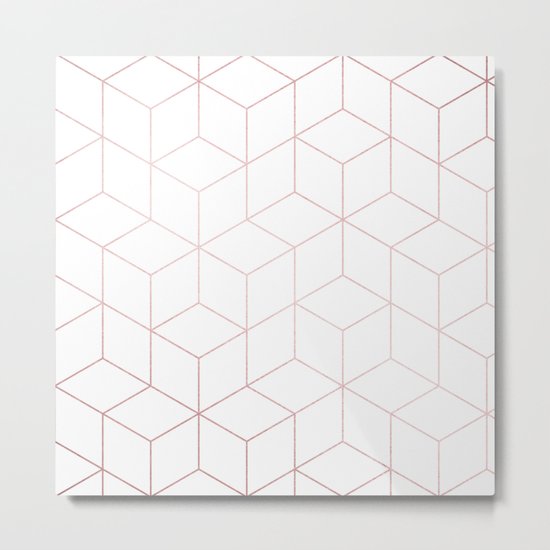 Simply Cubic in Rose Gold Sunset Metal Print
