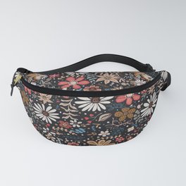 Black Daisy Garden Fanny Pack