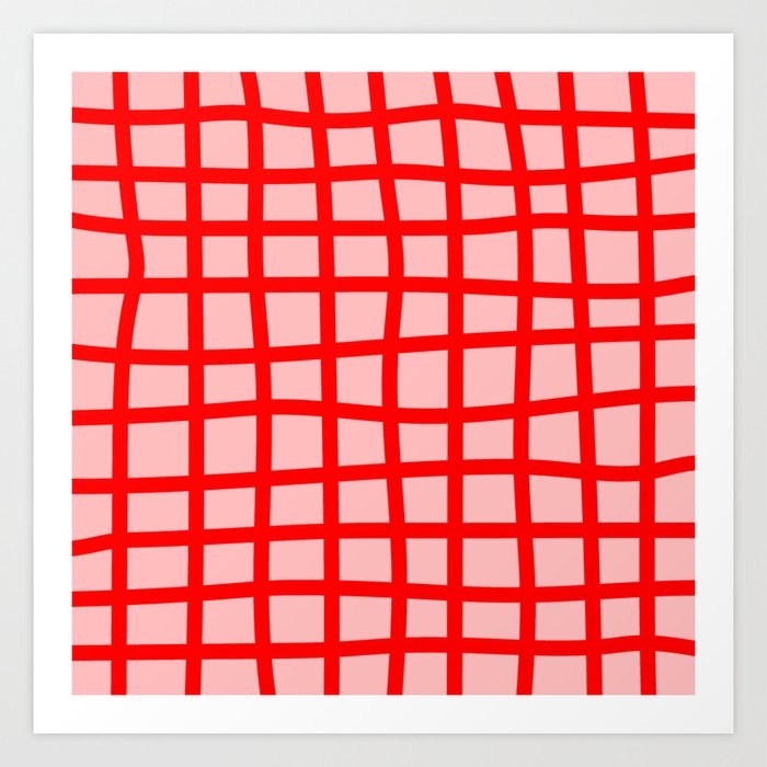 Abstract Plaid red Art Print