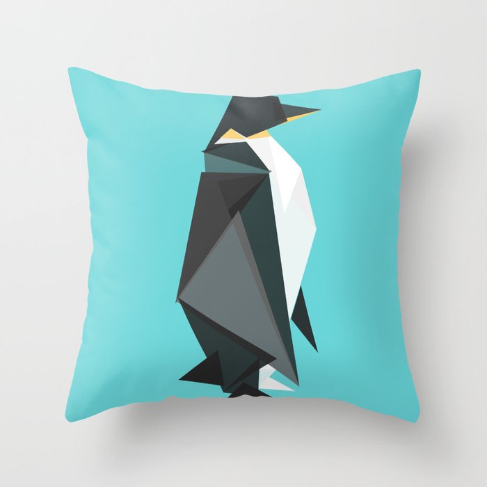 Fractal geometric emperor penguin Throw Pillow