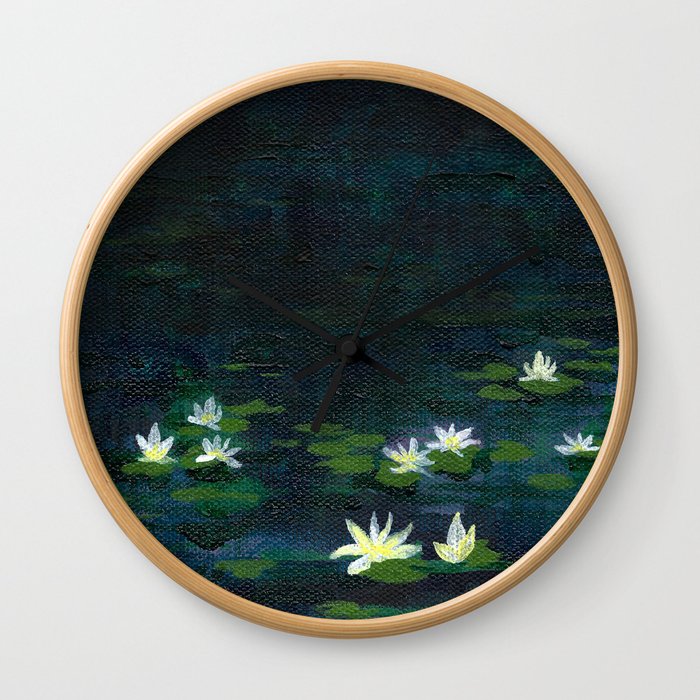 Water Lilies at Night Wall Clock