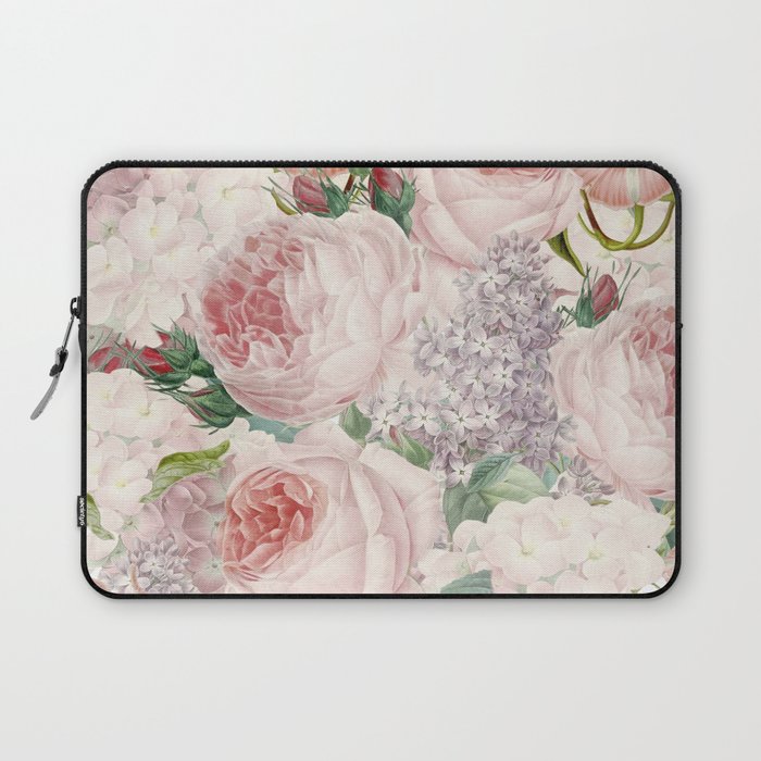 Vintage Roses and Lilacs Pattern - Smelling Dreams Laptop Sleeve