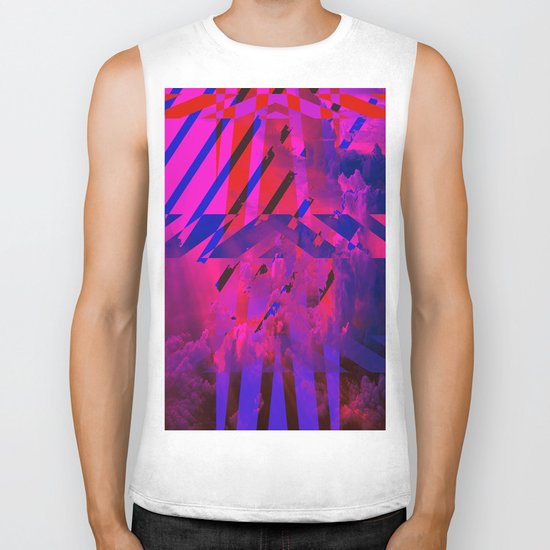 Clouds Mingle with Lines Biker Tank