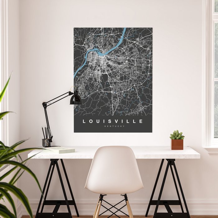 LOUISVILLE Map - KENTUCKY | Blue, More Colors, Review My Collections Art  Print