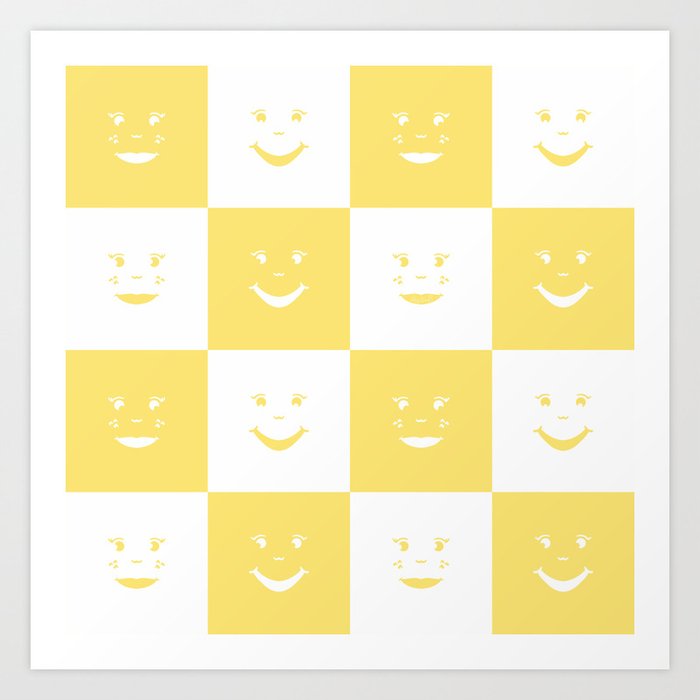 Checkered Smileys *Yellow* Art Print