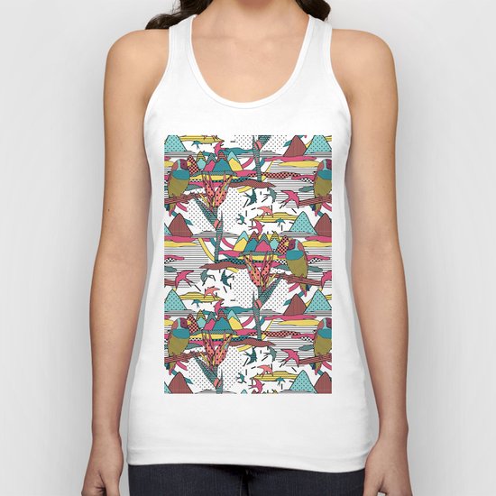 Pop art memphis 80's bird print Unisex Tank Top