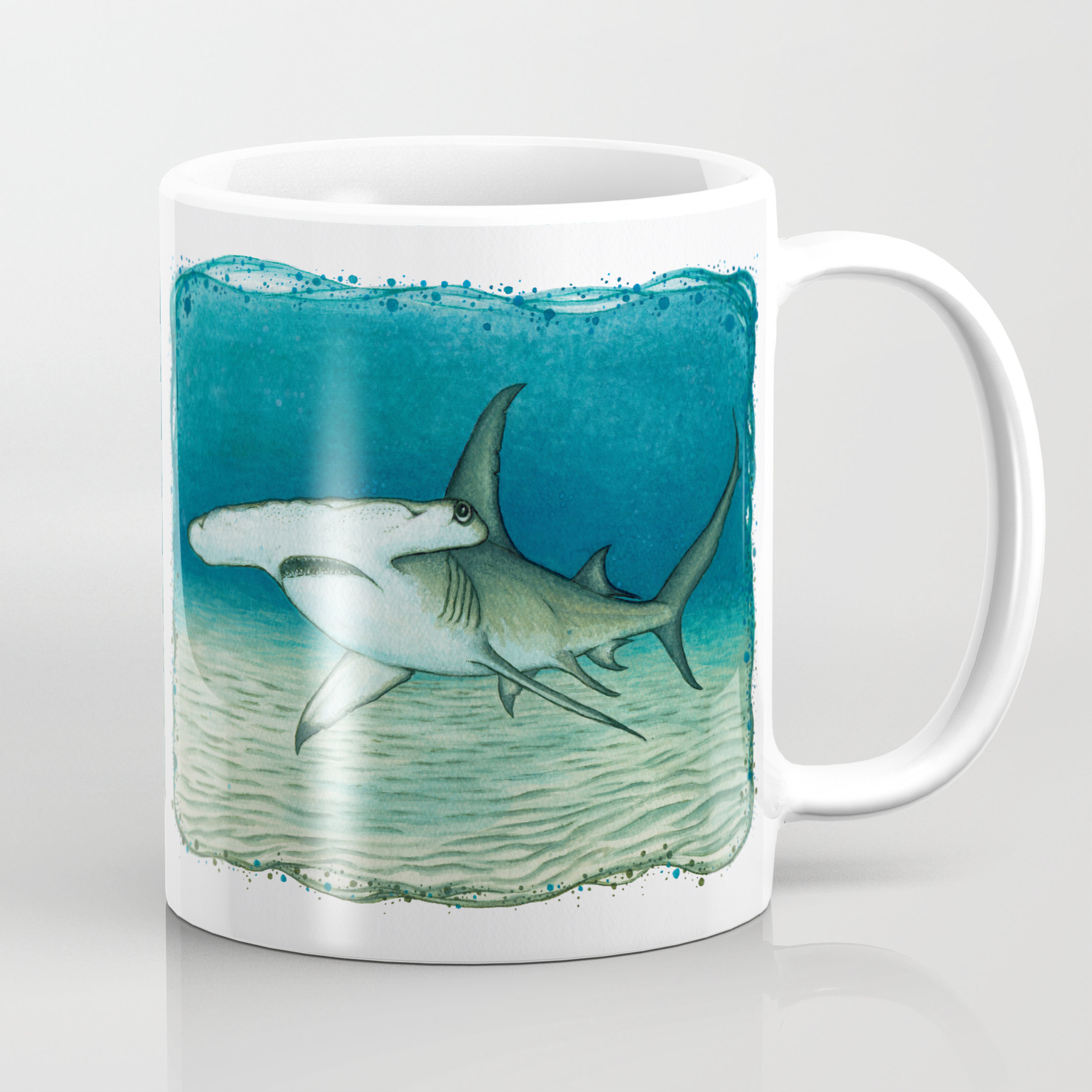 Great Hammerhead Shark By Amber Marine Watercolor Painting
