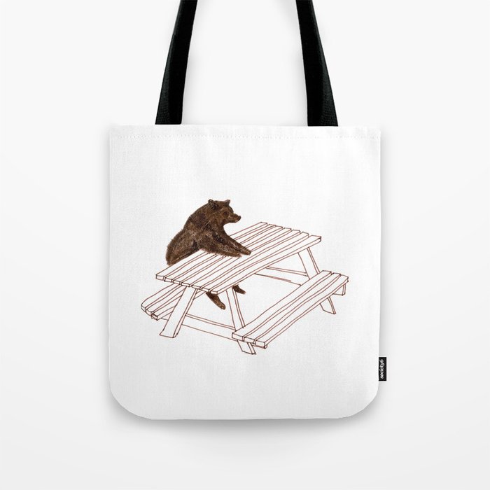 Picnic Bear Tote Bag By Crumpetsandcrabsticks