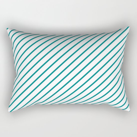 Diagonal Lines (Teal/White) Rectangular Pillow
