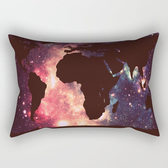 World Map : Mauve Teal Galaxy Stars Rectangular Pillow