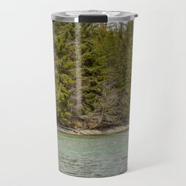 Close up of a fisherman spey casting on a river in British Columbia, Canada, in the spring Travel Mug