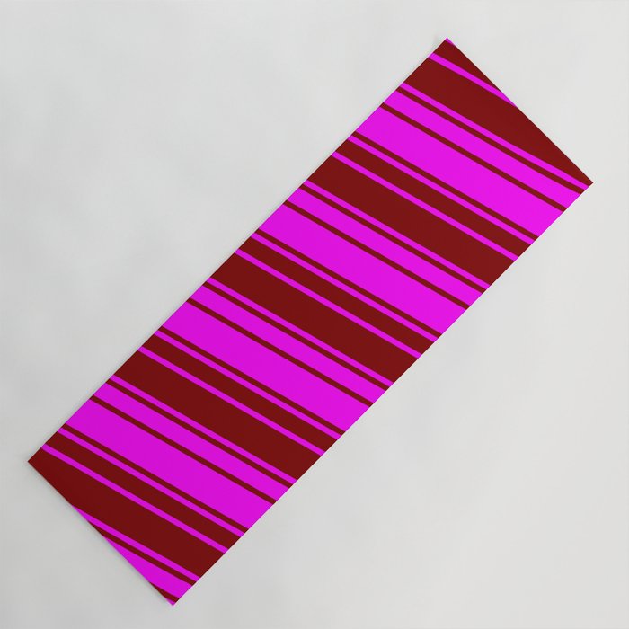 Maroon & Fuchsia Colored Stripes/Lines Pattern Yoga Mat