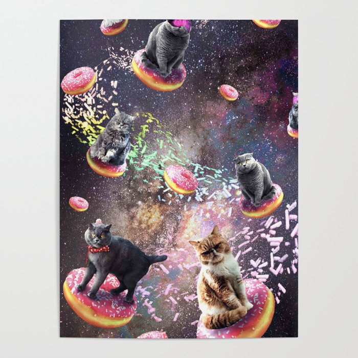 Galaxy Donut Cat, Space Cats Riding Donuts Poster