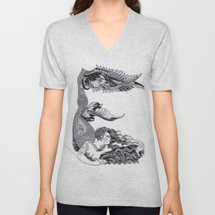 E Mermaid V Neck T Shirt