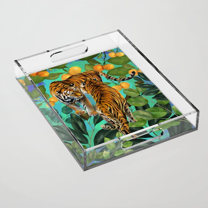 two tigers in the woods Acrylic Tray