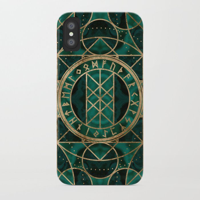 Web of Wyrd The Matrix of Fate - Gold and Malachite iPhone Case