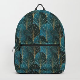 Art Deco Waterfalls // Ombre Teal Backpack