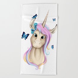 Unicorn Foal Bust Beach Towel