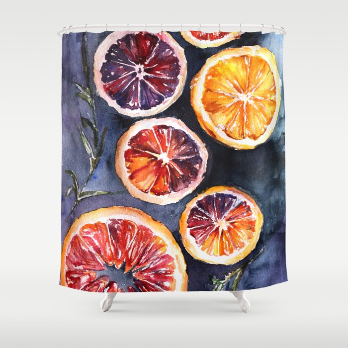 Bloody oranges in watercolor Shower Curtain