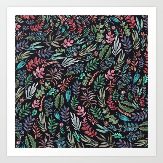 water color run leaves Art Print