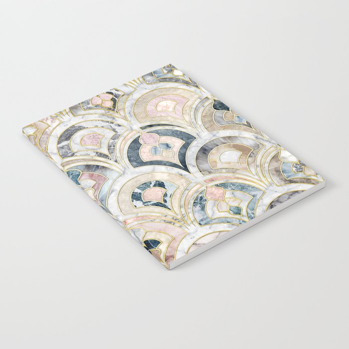 Art Deco Marble Tiles in Soft Pastels Notebook