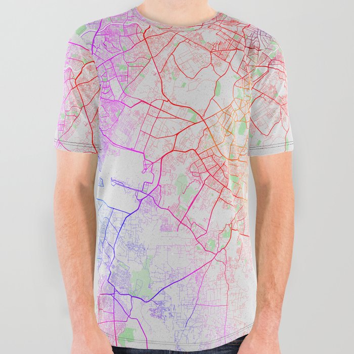 New Delhi City Map India - Colorful All Over Graphic Tee
