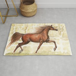 Running horse watercolor art Rug