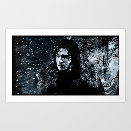 Winter's Coming Black Border Art Print