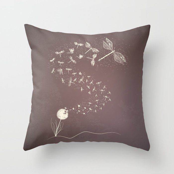 Dandelion's metamorphosis Throw Pillow