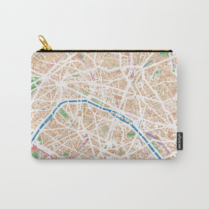 Watercolor map of Paris Carry-All Pouch