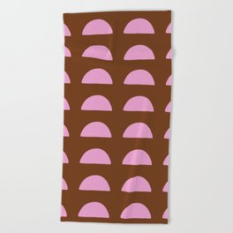 Pink + Brown Mid-Century Mod Woodblocks Beach Towel
