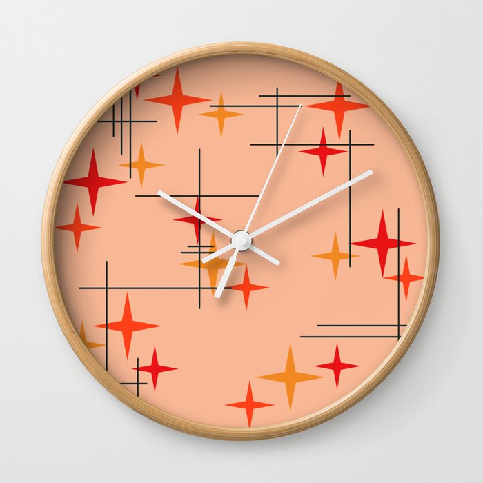 Mid Century Modern Stars Burnt Orange Wall Clock By Zennykenny Mid Century Modern Stars Burnt Orange Wall Clock By Zennykenny