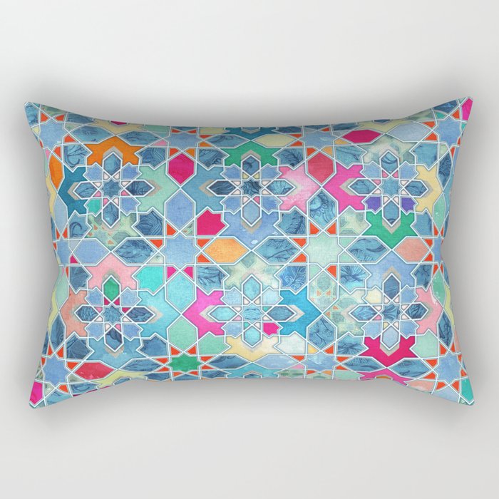 Pretty Pastel Moroccan Tile Mosaic Pattern Rectangular Pillow