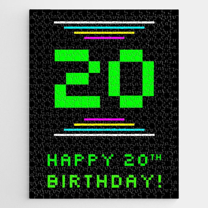 20th Birthday - Nerdy Geeky Pixelated 8-Bit Computing Graphics Inspired Look Jigsaw Puzzle