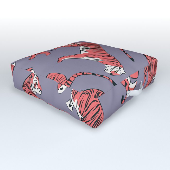 Red Tiger Pattern 07 Outdoor Floor Cushion