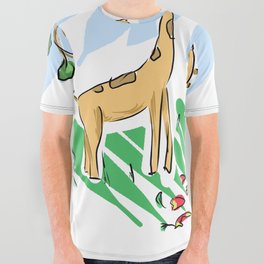 Bunny and Giraffe All Over Graphic Tee