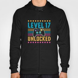Gaming Level 17 Unlocked 17th Birthday Gamer Gift Hoody