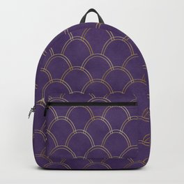Elegant Purple Gold Watercolor Scallop Pattern Backpack